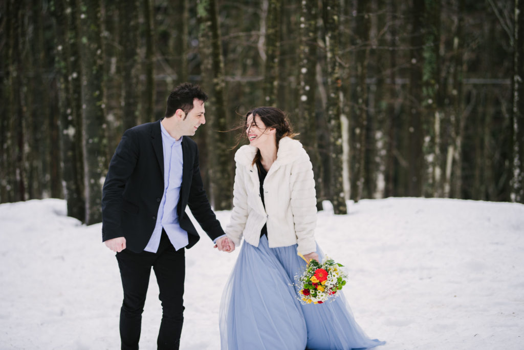 engagement session sulla neve