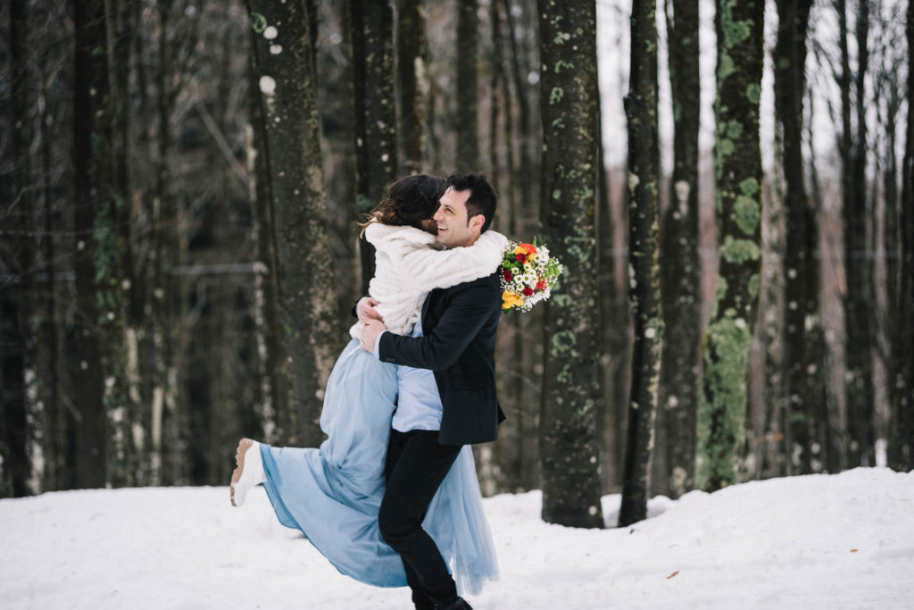 engagement session sulla neve