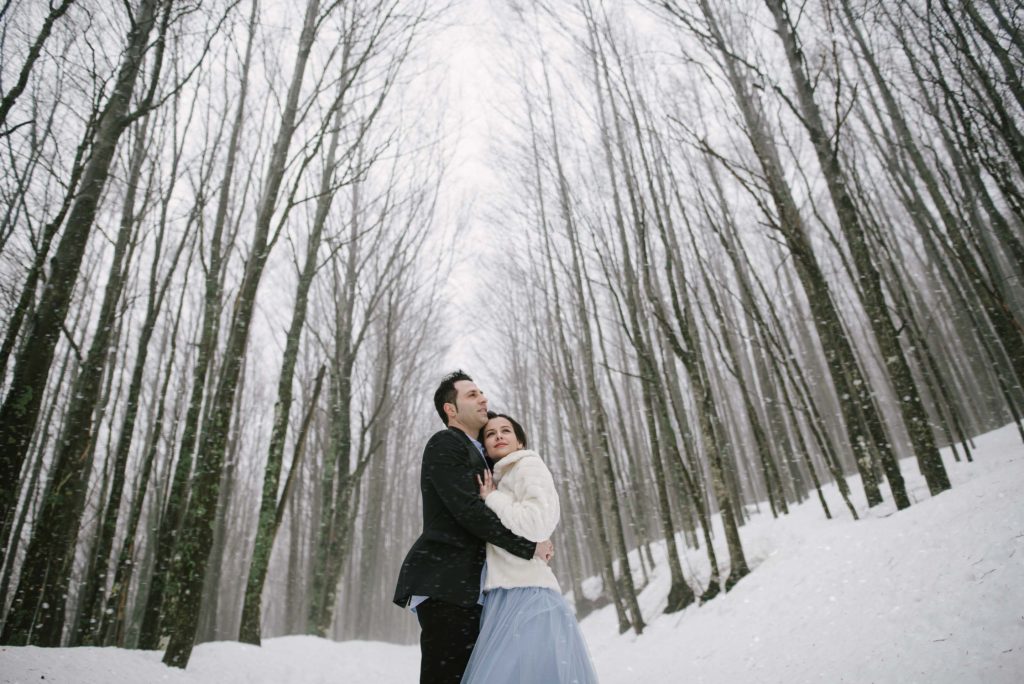 engagement session sulla neve
