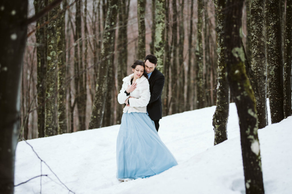 servizio prematrimoniale invernale sulla neve