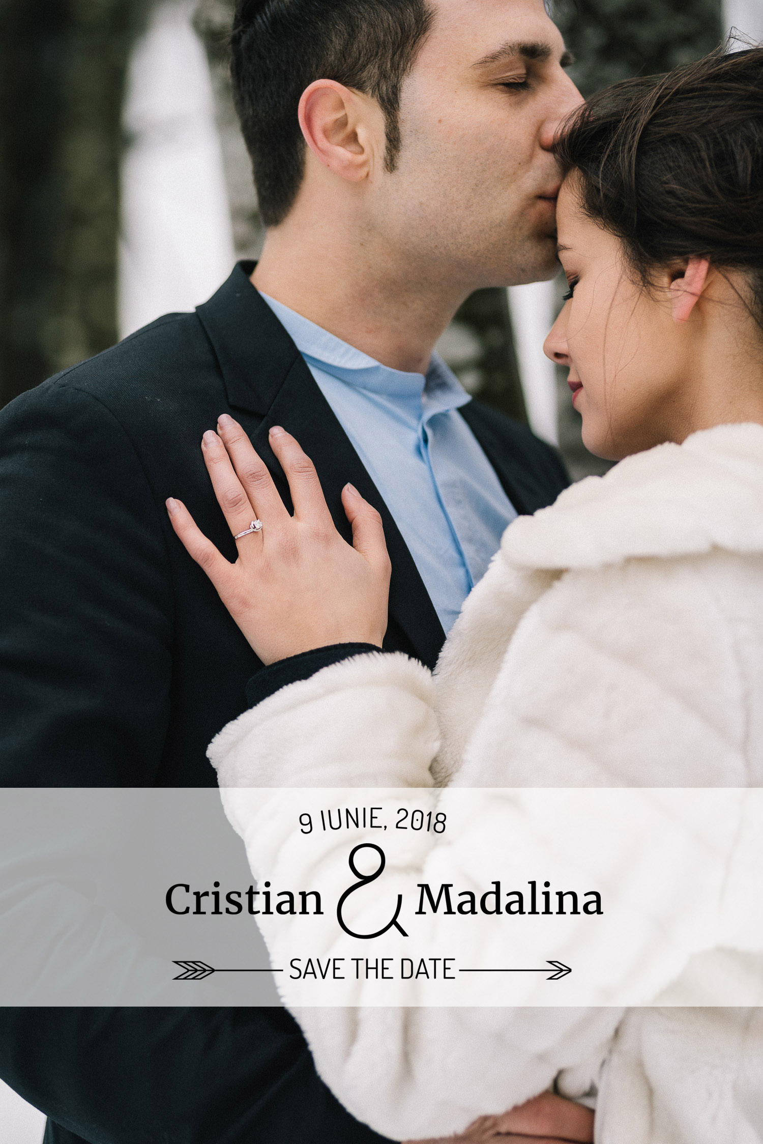 winter engagement session on the snow